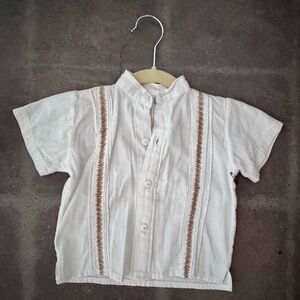 Kids White Button-Up Shirt Guayabera size 2T